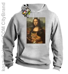 Mona Lisa z kotem - Bluza męska z kapturem melanż 