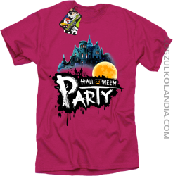 Halloween Party Moon Castle - koszulka męska fuksja