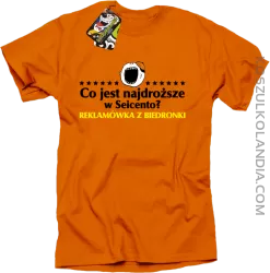Co jest najdroższe w Seicento Reklamówka z Biedronki  - Koszulka męska pomarańcz 