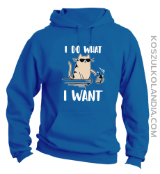 I do what I want Cat with glasses - bluza męska z kapturem niebieska