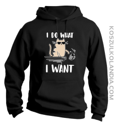 I do what I want Cat with glasses - bluza męska z kapturem czarna