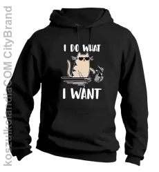 I do what I want Cat with glasses - bluza męska z kapturem czarna