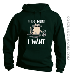 I do what I want Cat with glasses - bluza męska z kapturem butelkowa