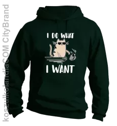 I do what I want Cat with glasses - bluza męska z kapturem butelkowa