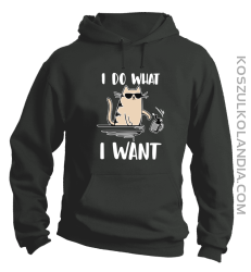 I do what I want Cat with glasses - bluza męska z kapturem szara