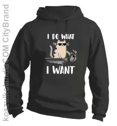 I do what I want Cat with glasses - bluza męska z kapturem szara