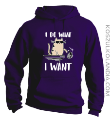 I do what I want Cat with glasses - bluza męska z kapturem fioletowa