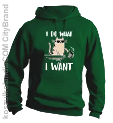 I do what I want Cat with glasses - bluza męska z kapturem zielona