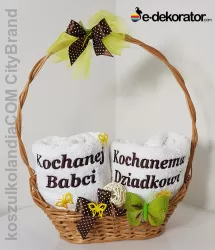 KOSZ dekoracyjny GRAND zestaw ręczników z haftem - Kochanej Babci - Kochanemu Dziadkowi 2x50x100cm 9