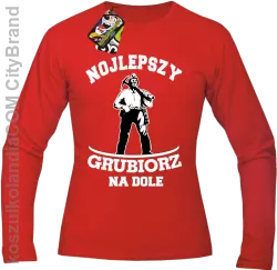 Nojlepszy Grubiorz na dole -  Longsleeve męski czerwony 