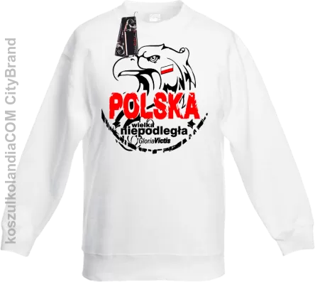 Polska Wielka Niepodległa - Bluza dziecięca standard bez kaptura biała 