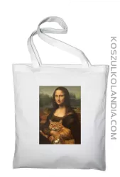 Mona Lisa z kotem - Torba EKO biała 