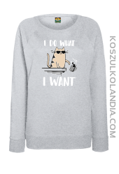 I do what I want Cat with glasses - bluza damska STANDARD bez kaptura melanż 