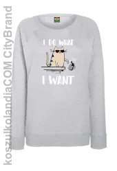 I do what I want Cat with glasses - bluza damska STANDARD bez kaptura melanż 