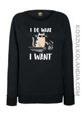 I do what I want Cat with glasses - bluza damska STANDARD bez kaptura czarna