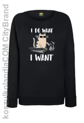 I do what I want Cat with glasses - bluza damska STANDARD bez kaptura czarna