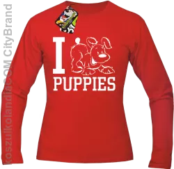 I love puppies - kocham szczeniaki - Longsleeve męski red
