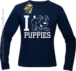 I love puppies - kocham szczeniaki - Longsleeve męski granat