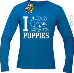 I love puppies - kocham szczeniaki - Longsleeve męski niebieska
