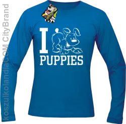 I love puppies - kocham szczeniaki - Longsleeve męski niebieska
