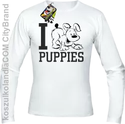 I love puppies - kocham szczeniaki - Longsleeve męski biała