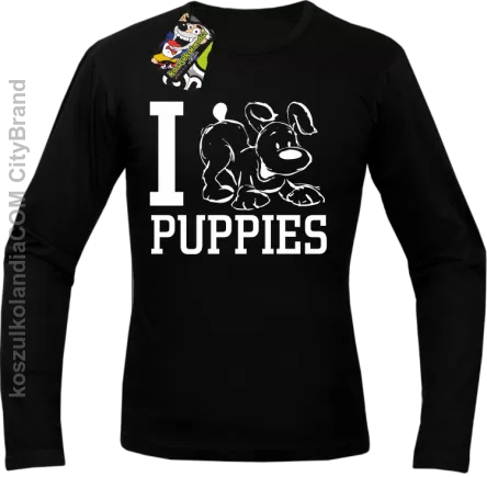 I love puppies - kocham szczeniaki - Longsleeve męski czarna