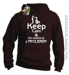 Keep Calm & Nie zadzieraj z Fryzjerem - SUSZARKA - Bluza z kapturem - Brązowy