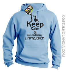 Keep Calm & Nie zadzieraj z Fryzjerem - SUSZARKA - Bluza z kapturem - Błękitny