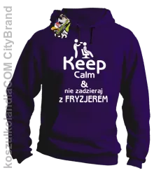 Keep Calm & Nie zadzieraj z Fryzjerem - SUSZARKA - Bluza z kapturem - Fioletowy