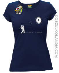 Astro Golfista na księżycu - koszulka damska granatowa 