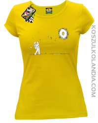 Astro Golfista na księżycu - koszulka damska żółta 