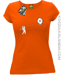 Astro Golfista na księżycu - koszulka damska pomarańcz 