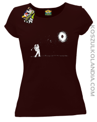 Astro Golfista na księżycu - koszulka damska brązowa 