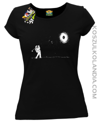 Astro Golfista na księżycu - koszulka damska czarna 