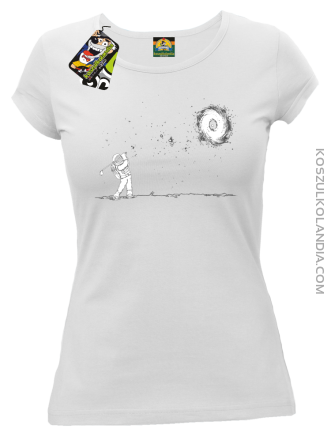 Astro Golfista na księżycu - koszulka damska biała 