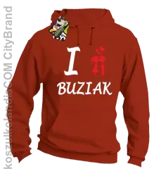 I LOVE Buziak - Bluza z kapturem męska - Pomarańczowy