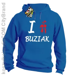 I LOVE Buziak - Bluza z kapturem męska - Niebieski