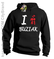 I LOVE Buziak - Bluza z kapturem męska - Czarny