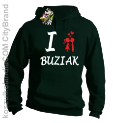 I LOVE Buziak - Bluza z kapturem męska - Butelkowy