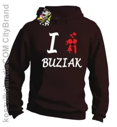 I LOVE Buziak - Bluza z kapturem męska - Brązowy