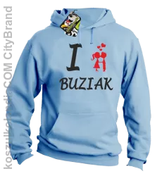 I LOVE Buziak - Bluza z kapturem męska - Niebieski