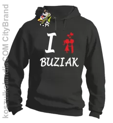 I LOVE Buziak - Bluza z kapturem męska - Szary