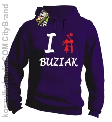 I LOVE Buziak - Bluza z kapturem męska - Fioletowy