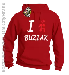 I LOVE Buziak - Bluza z kapturem męska - Czerwony