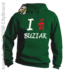 I LOVE Buziak - Bluza z kapturem męska - Zielony