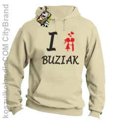 I LOVE Buziak - Bluza z kapturem męska - Beżowy