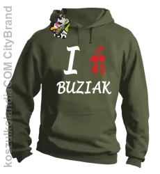 I LOVE Buziak - Bluza z kapturem męska - Khaki