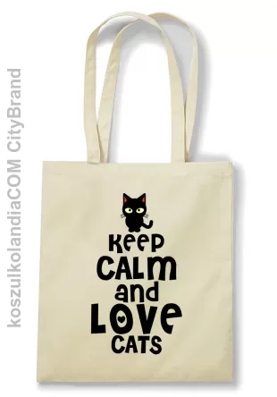 Keep calm and Love Cats Czarny Kot Filuś - Torba EKO beżowa 