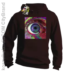 PSYCHODELIC EYE - Bluza męska z kapturem brąz 