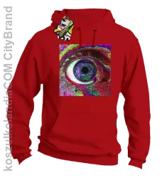 PSYCHODELIC EYE - Bluza męska z kapturem czerwona 